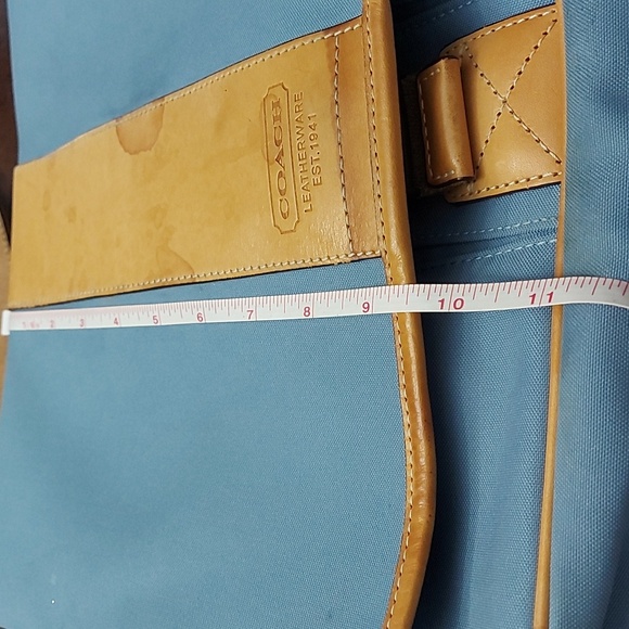 Coach blue and tan leather Trim messenger crossbody bag serial 6411 - Picture 12 of 13